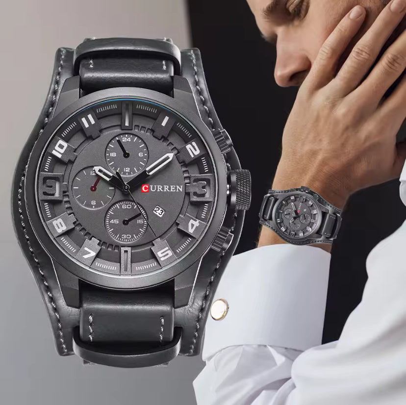 Montre CURREN 8225 Cuir Noir pour Homme
