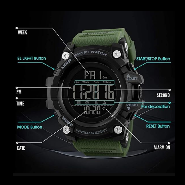 Montre Sport Outdoor Multifonction Étanche 50M – Résistante et Ultra Fiable