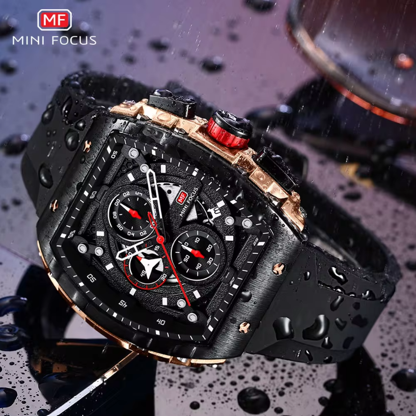 Montre Chronographe Sportive pour Hommes MINI FOCUS - Design Avant-Gardiste avec Bracelet en Silicone