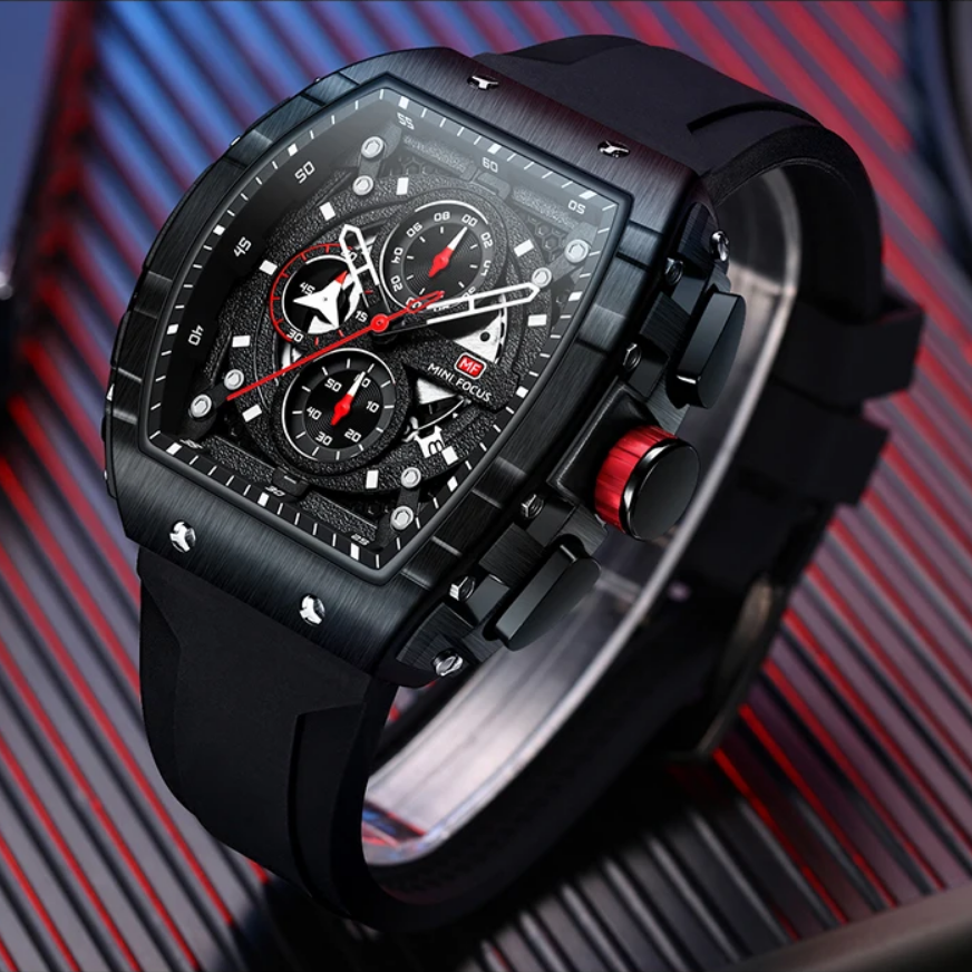 Montre Chronographe Sportive pour Hommes MINI FOCUS - Design Avant-Gardiste avec Bracelet en Silicone