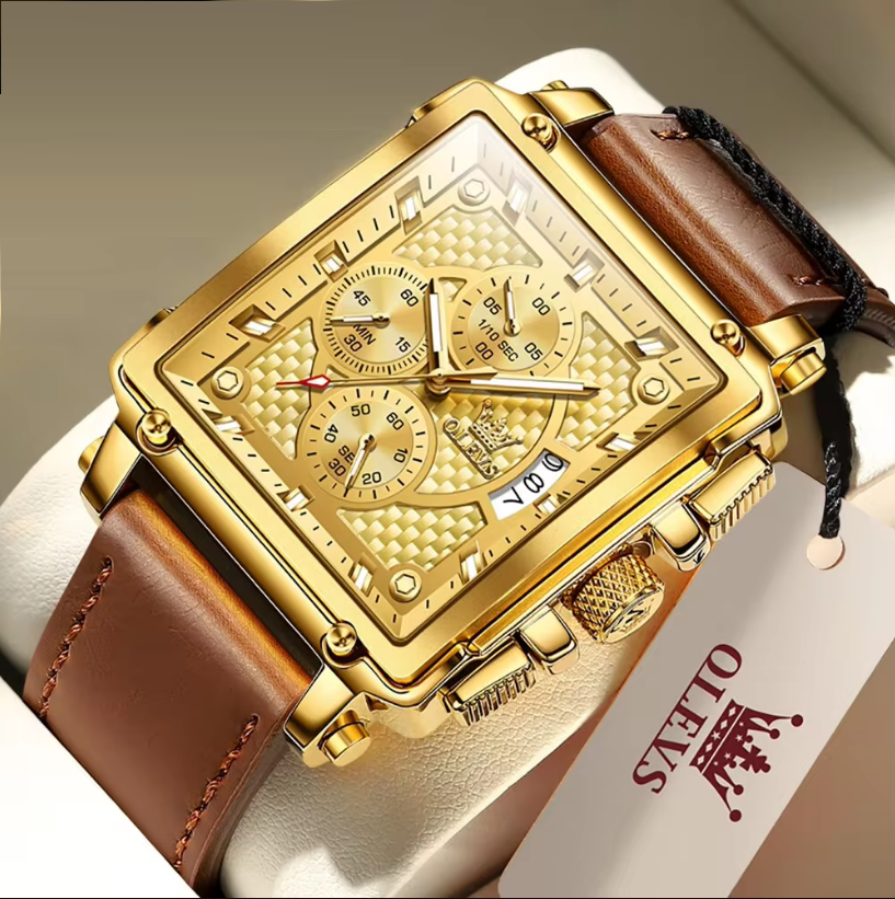 Montre Dorée de Luxe pour Hommes OLEVS - Chronographe Étanche et Lumineux