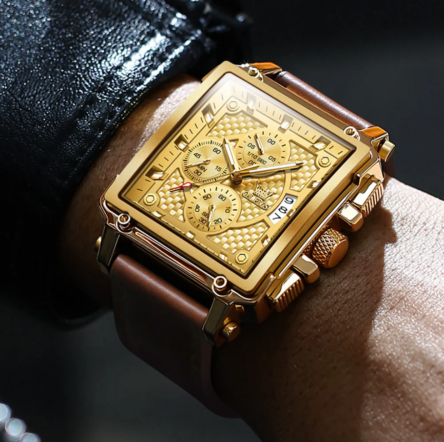 Montre Dorée de Luxe pour Hommes OLEVS - Chronographe Étanche et Lumineux