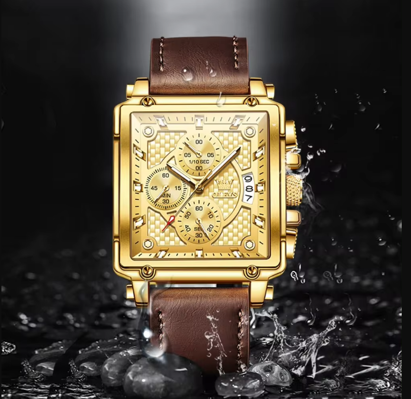 Montre Dorée de Luxe pour Hommes OLEVS - Chronographe Étanche et Lumineux