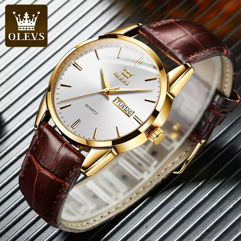 Montre Habillée Homme Olevs 6898 – Cuir Marron