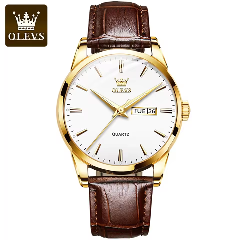 Montre Habillée Homme Olevs 6898 – Cuir Marron