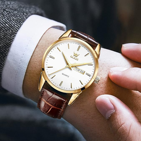 Montre Habillée Homme Olevs 6898 – Cuir Marron