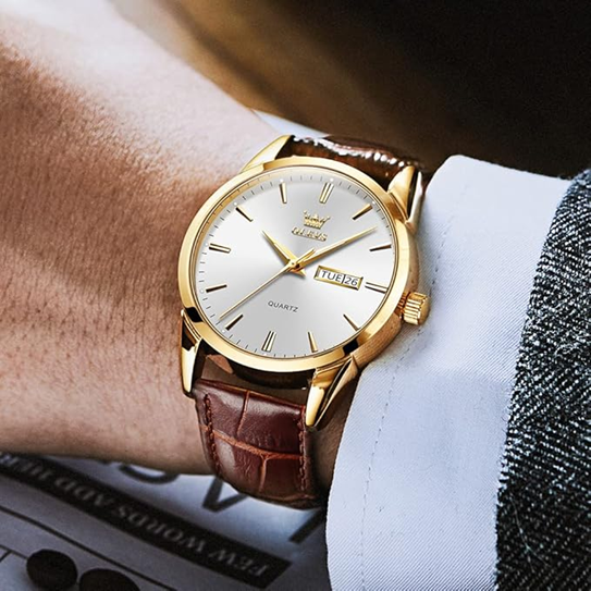 Montre Habillée Homme Olevs 6898 – Cuir Marron