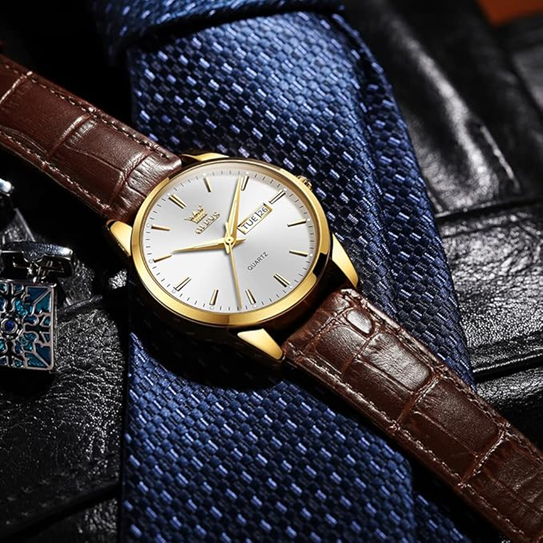Montre Habillée Homme Olevs 6898 – Cuir Marron