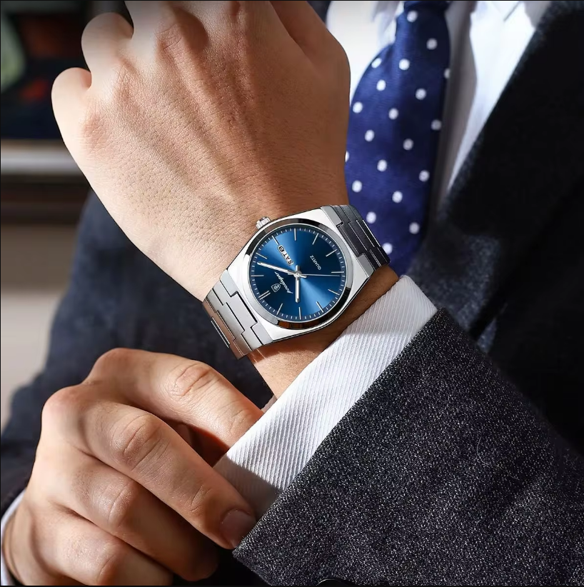 Montre de Luxe pour Hommes - Étanche, Lumineuse avec Date et Semaine, Bracelet en Acier Inoxydable