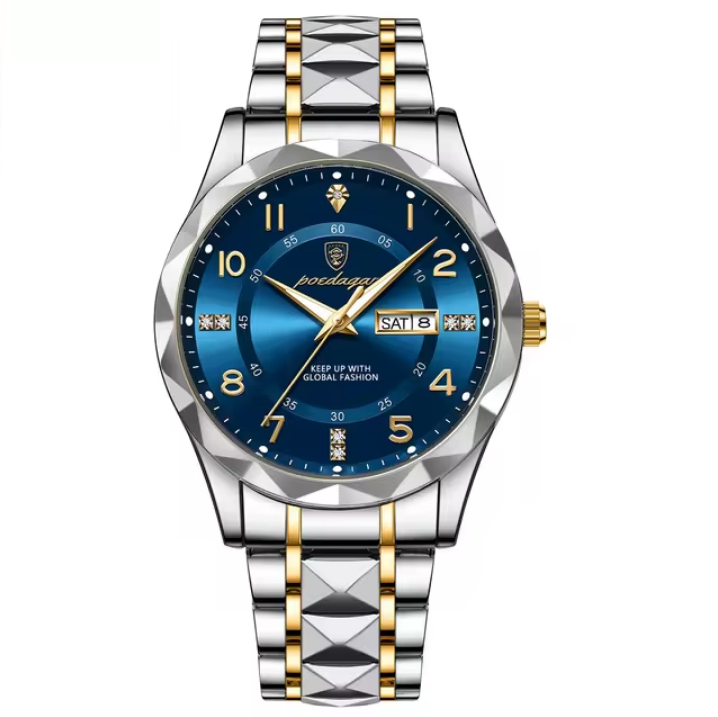 Montre de Luxe pour Hommes Poedagar - Analogique Quartz avec Bracelet en Acier Inoxydable, Étanche et Lumineuse
