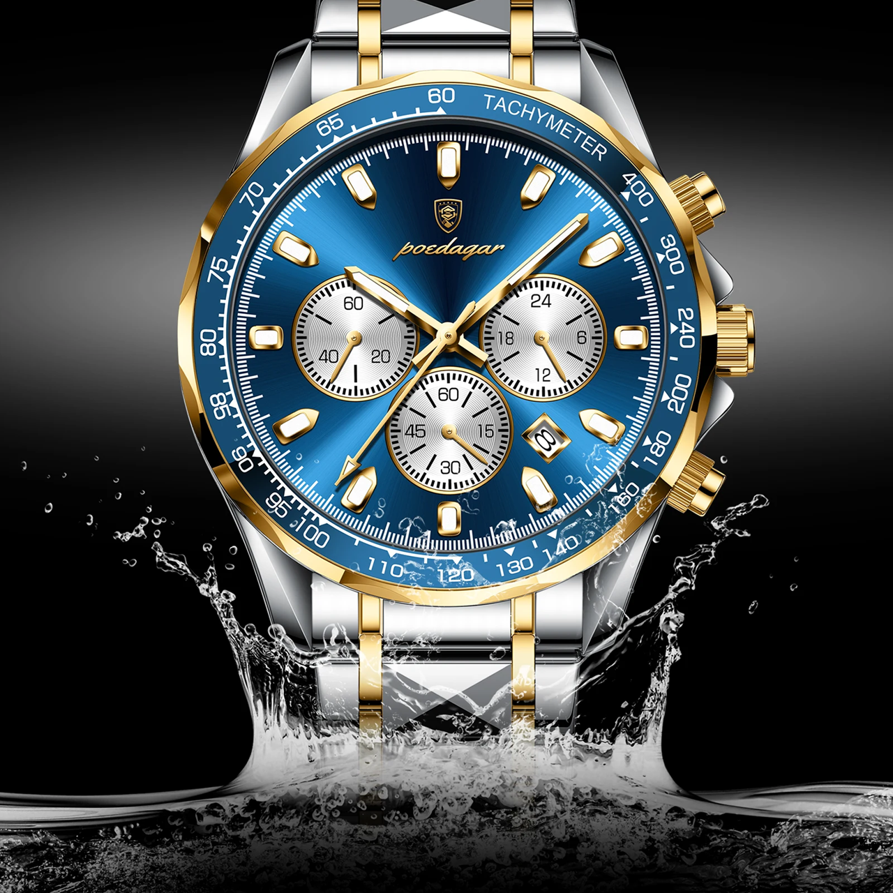 Montre Homme Chronographe POEDAGAR – Luxe, Quartz, Étanche & Bracelet Acier
