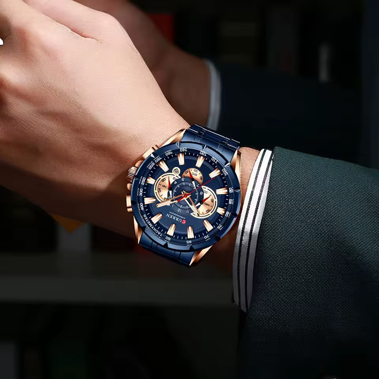 Montre Habillée CURREN 8363 Bleu – Performance et Élégance Sportive