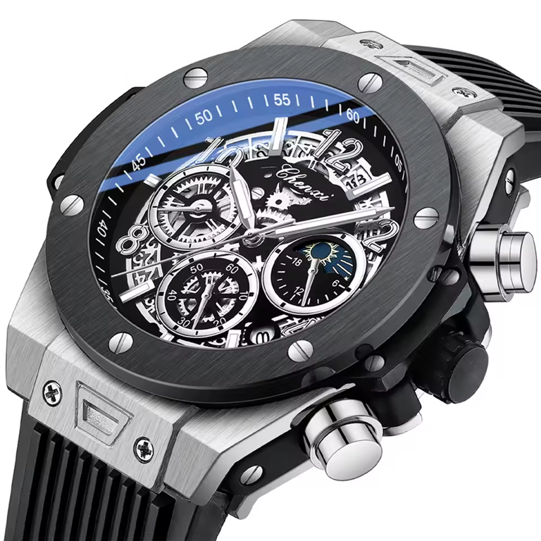 Montre Chronographe Sport Homme Chenxi – Étanche, Lumineuse, Bracelet en Silicone