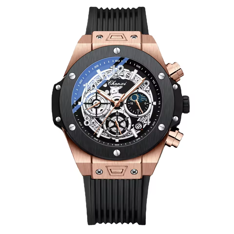 Montre Chronographe Sport Homme Chenxi – Étanche, Lumineuse, Bracelet en Silicone