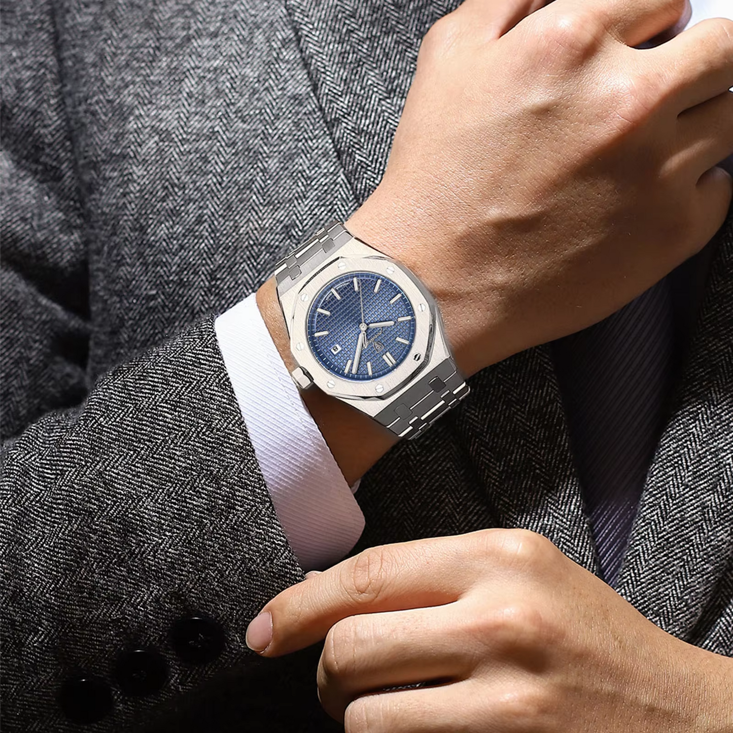 Montre POEDAGAR pour homme - Montre à quartz classique en acier inoxydable, étanche, tendance et originale