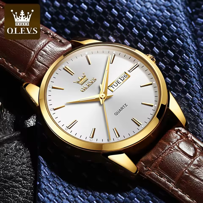 Montre Habillée Homme Olevs 6898 – Cuir Marron