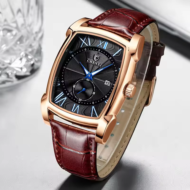Montre de Luxe CHENXI Cadran Noir - Design Décontracté avec Cadran Lumineux et Calendrier