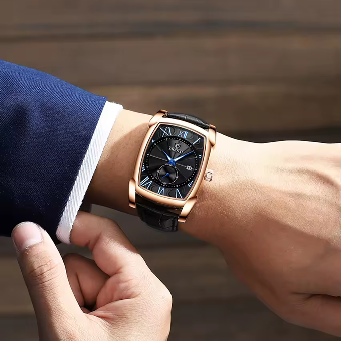 Montre de Luxe CHENXI Cadran Noir - Design Décontracté avec Cadran Lumineux et Calendrier
