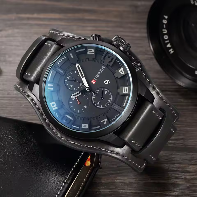 Montre CURREN 8225 Cuir Noir pour Homme