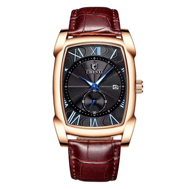 Montre de Luxe CHENXI Cadran Noir - Design Décontracté avec Cadran Lumineux et Calendrier