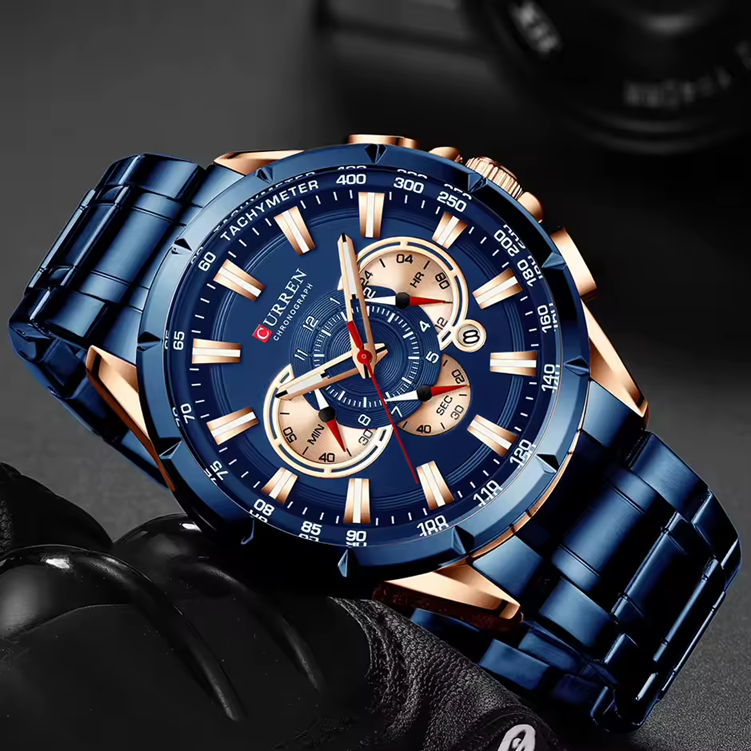 Montre Habillée CURREN 8363 Bleu – Performance et Élégance Sportive