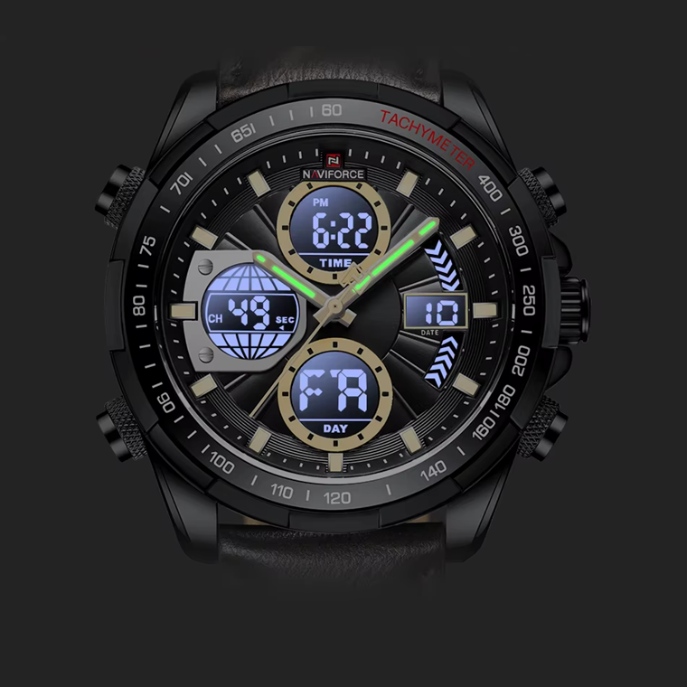 Montre Style Militaire Sport Naviforce pour Homme – Bracelet Marron en Cuir