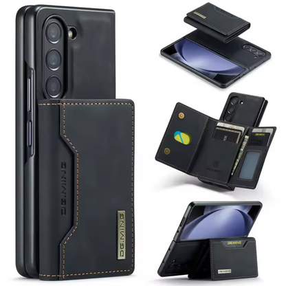 Étui Portefeuille Détachable en Cuir Noir Magnétique pour Samsung Galaxy Z Fold 4 à 7