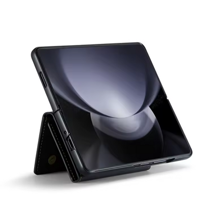 Étui Portefeuille Détachable en Cuir Noir Magnétique pour Samsung Galaxy Z Fold 4 à 7