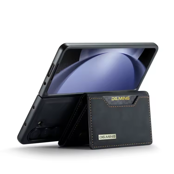 Étui Portefeuille Détachable en Cuir Noir Magnétique pour Samsung Galaxy Z Fold 4 à 7