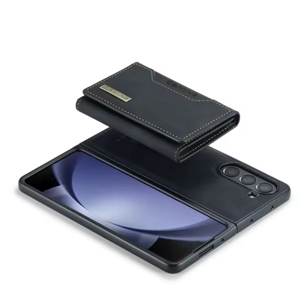Étui Portefeuille Détachable en Cuir Noir Magnétique pour Samsung Galaxy Z Fold 4 à 7
