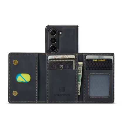 Étui Portefeuille Détachable en Cuir Noir Magnétique pour Samsung Galaxy Z Fold 4 à 7