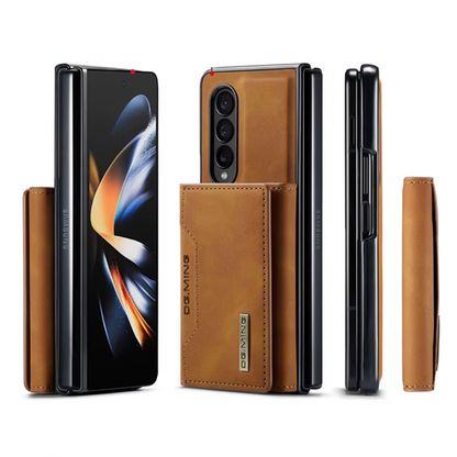 Étui Portefeuille Détachable en Cuir Marron Magnétique pour Samsung Galaxy Z Fold 4 à 7