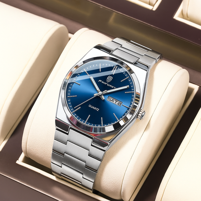 Montre de Luxe pour Hommes - Étanche, Lumineuse avec Date et Semaine, Bracelet en Acier Inoxydable