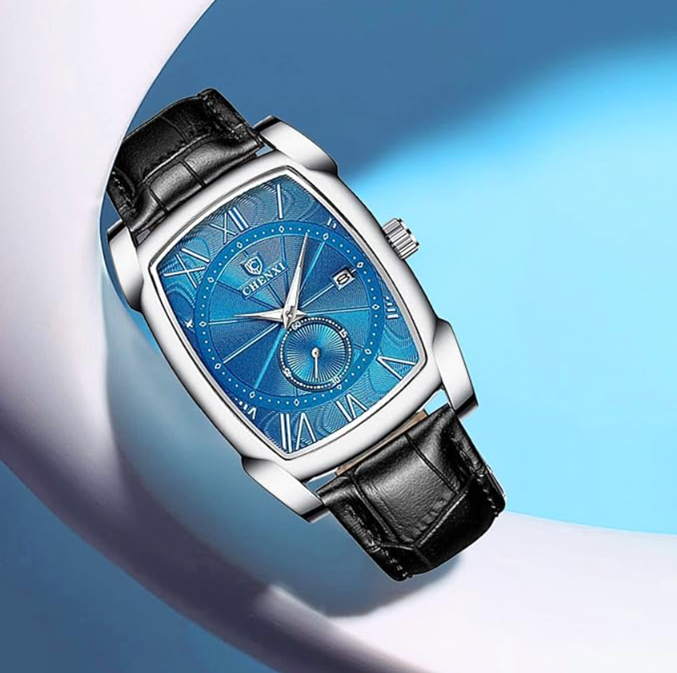 Montre de Luxe CHENXI - Noire-Bleue - Design Décontracté avec Cadran Lumineux et Calendrier