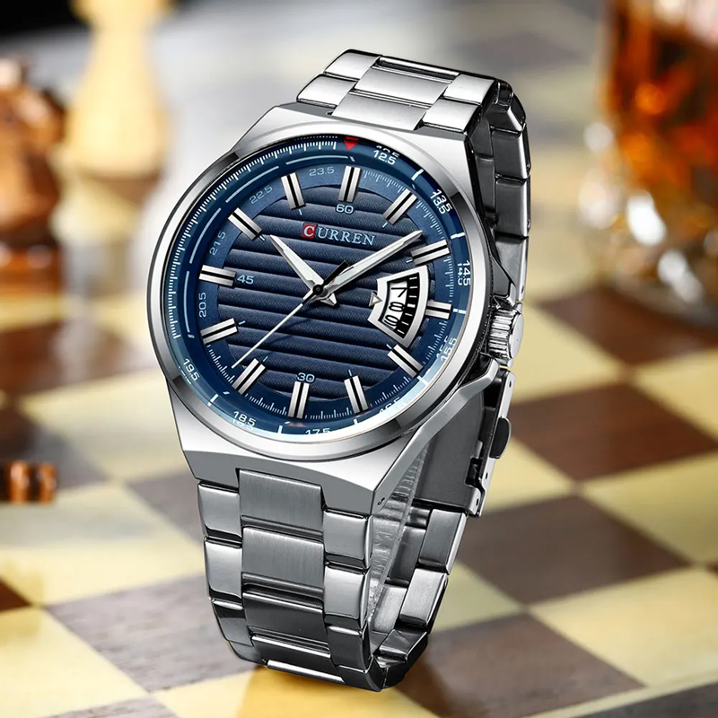 Montre Homme CURREN 8375 – Acier Inoxydable Argenté & Élégance Moderne
