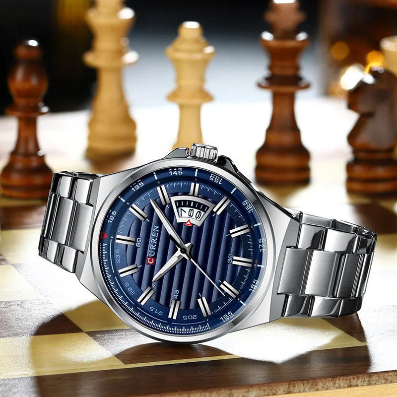 Montre Homme CURREN 8375 – Acier Inoxydable Argenté & Élégance Moderne