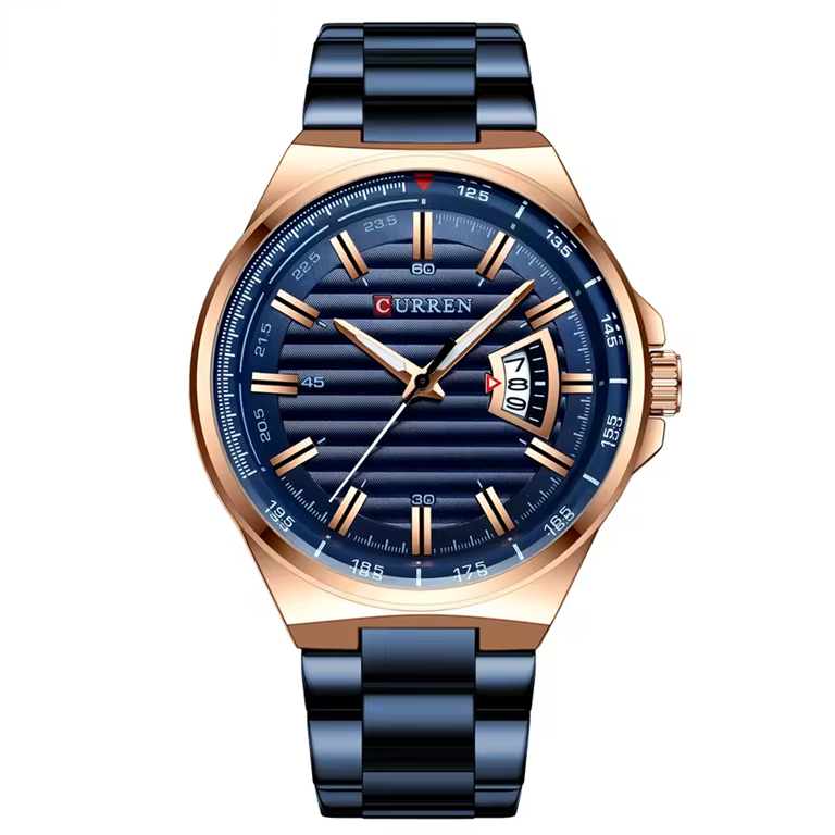 Montre Homme CURREN 8375 – Acier Inoxydable Bleu & Élégance Moderne