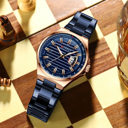 Montre Homme CURREN 8375 – Acier Inoxydable Bleu & Élégance Moderne