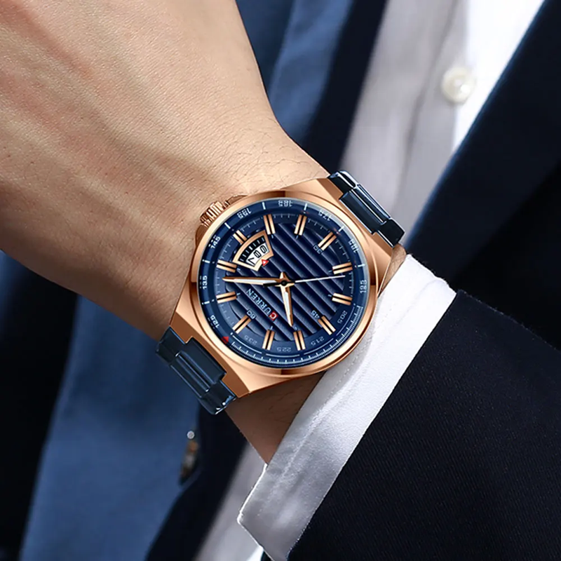 Montre Homme CURREN 8375 – Acier Inoxydable Bleu & Élégance Moderne