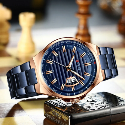 Montre Homme CURREN 8375 – Acier Inoxydable Bleu & Élégance Moderne
