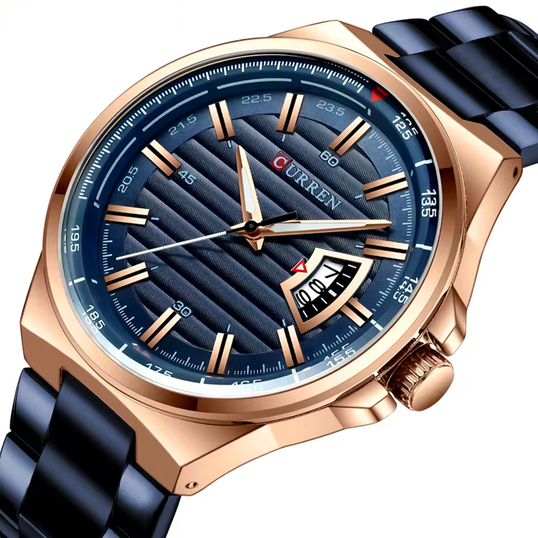 Montre Homme CURREN 8375 – Acier Inoxydable Bleu & Élégance Moderne
