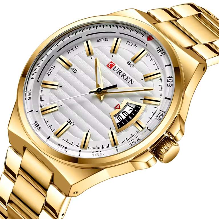 Montre Homme CURREN 8375 – Acier Inoxydable Doré & Élégance Moderne