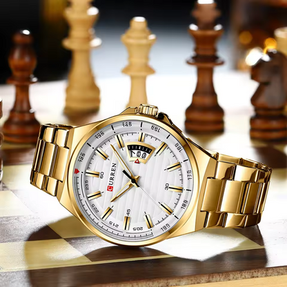 Montre Homme CURREN 8375 – Acier Inoxydable Doré & Élégance Moderne