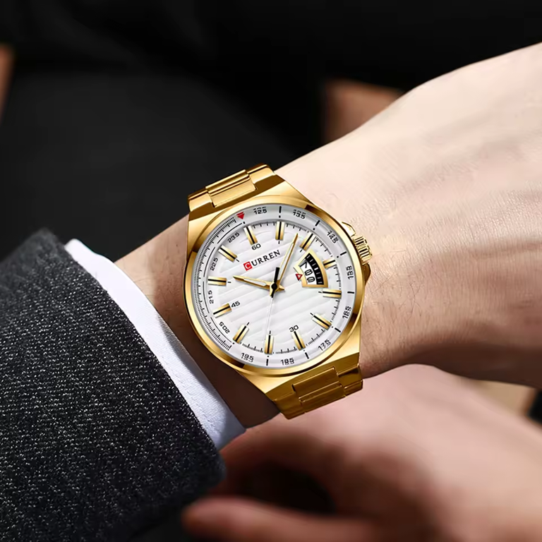 Montre Homme CURREN 8375 – Acier Inoxydable Doré & Élégance Moderne