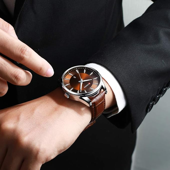 Montre Homme CURREN 8365 - Marron -  Élégance Classique & Précision Quartz