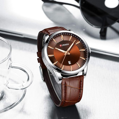 Montre Homme CURREN 8365 - Marron -  Élégance Classique & Précision Quartz