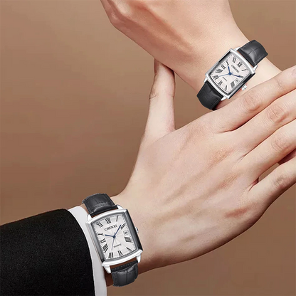 Montres Couple Carrées en Cuir – Style Classique & Moderne à Quartz