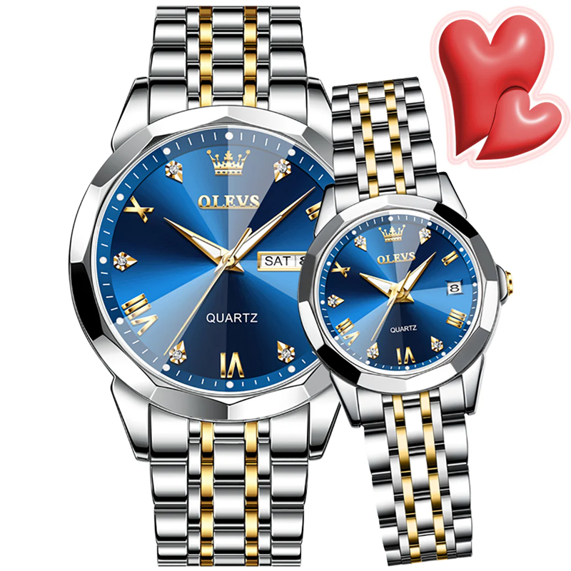 Montres Couples OLEVS 9931 – Ensemble Romantique Lumineux & Étanche
