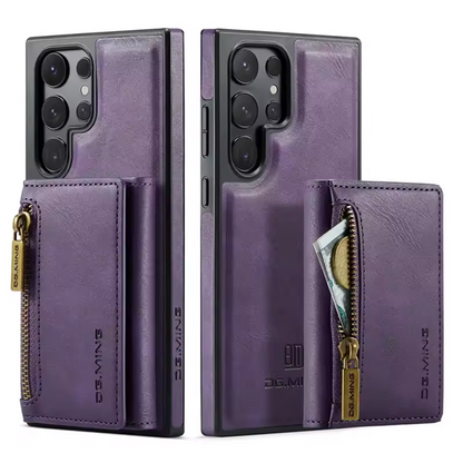 Étui Portefeuille Détachable Violet en Cuir Rétro pour Samsung Galaxy S26/25/24/23/22/21 Ultra avec Fonction Magnétique