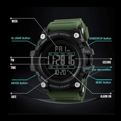 Montre Sport Outdoor Multifonction Étanche 50M – Résistante et Ultra Fiable